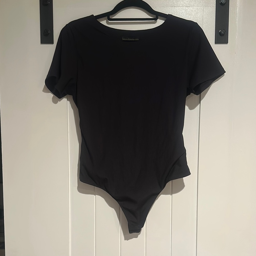 House of Harlow 1960 black snap bodysuit